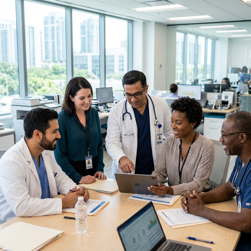 Medical professionals reviewing data